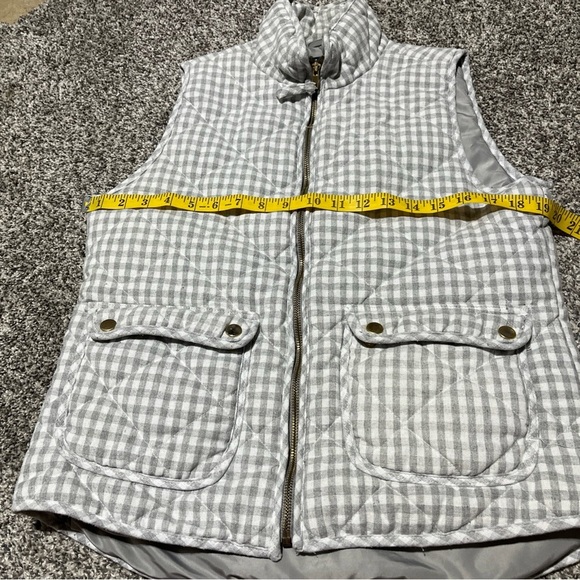 Blue Rain Grey and White Gingham Full Zip Quilted Vest Size Medium See Note - Picture 3 of 8